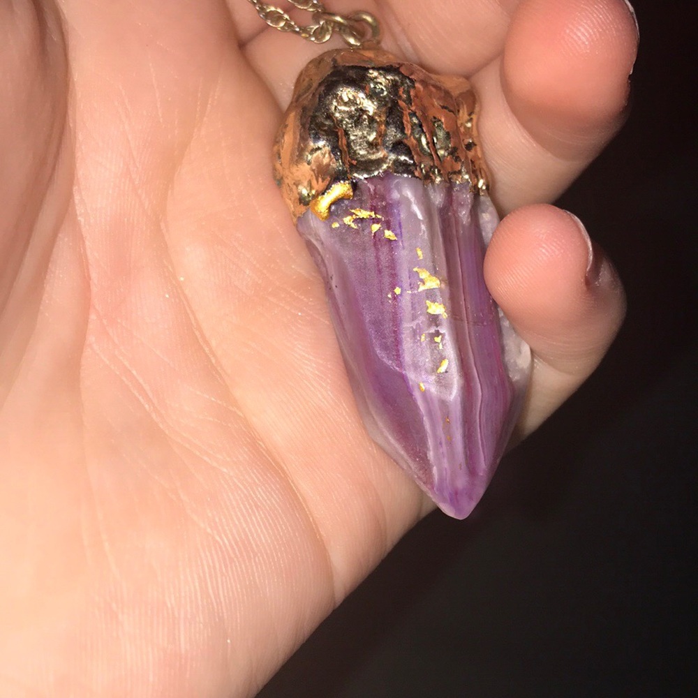 Purple Crystal Gold Necklace